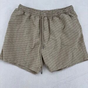 Tasc Performance Mens Large Tan Geometric Print Elastic Waist Active Shorts L